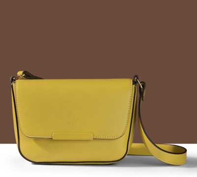 ACCESSORIZE LONDON Yellow Sling Bag Women's Lime Yellow Clean Bar Sling Bag