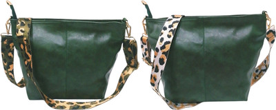 Dakota Green, Green Sling Bag with Detachable Green Belt for Girls & Women(Pack of 2)