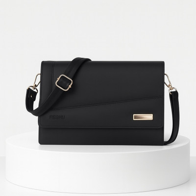 Reshu Black, Beige Sling Bag women's sling bag with shoulder strap and 8 pocket
