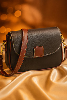 TrendStore Black, Brown Sling Bag Leather Flap Crossbody Bags for Women