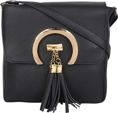 germanshepherd Black Sling Bag PU Tassel Cross Sling Bag