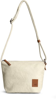 DailyObjects White Sling Bag Slim Caddy Crossbody Bag for Women | Durable Cotton Canvas