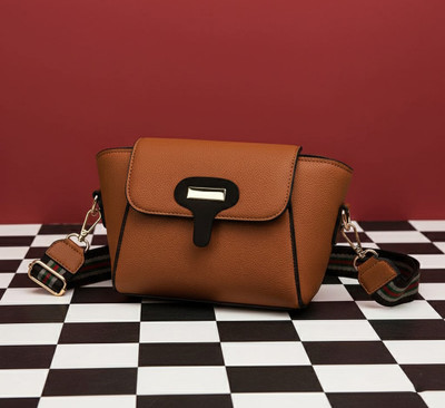 MUSRAT Tan Sling Bag Latest Trend Party Wear Sling Bag with Adjustable Strap for Girls and Women's