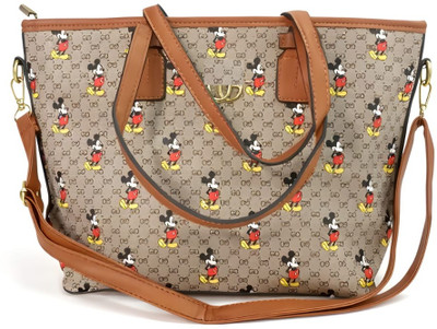 carry and style Brown, Khaki Tote Stylish Cartoon-Print Tote Bag for Women – Large Capacity Shoulder Bag