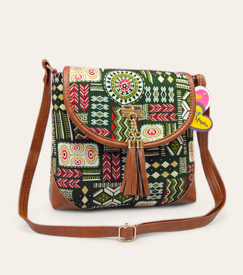 MAYLISS Green Sling Bag Fancy Fashionable/Cotton Fabric