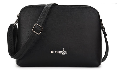 K London Black Sling Bag Women's Leather Sling Bag | Stylish Crossbody Messenger for girl and women