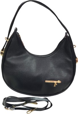 Krasivyy Black Sling Bag Half moon