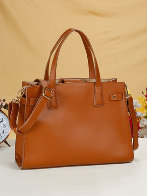Mast & Harbour Tan Hand-held Bag Women Solid Structured Handheld Bag