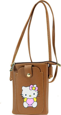 DONICY Brown Sling Bag Mobile pouch Sling for All Smart phones easy carry with Money pocket