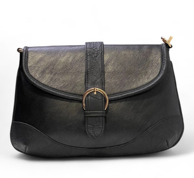 DAZZLE Black Sling Bag Women's Floral Embossed Flap Elegance Shoulder/Sling Bag for Girls/Women