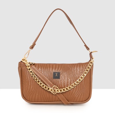 ESBEDA Tan Sling Bag Woven Textured Sling bag