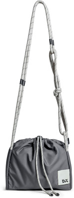 DailyObjects Grey Sling Bag Lightweight Court Crossbody Handbag | Drawstring Closure with Adjustable String
