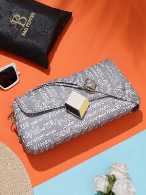 Bag Pepper Grey Sling Bag Text Print Box Sling Bag With Chain strap |Handbag|Side Sling Bag for Women