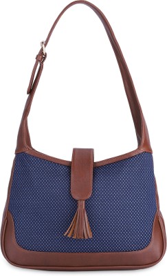 The CLOWNFISH Blue Hand-held Bag Samantha Tapestry & Faux Leather Handbag For Women College Girls