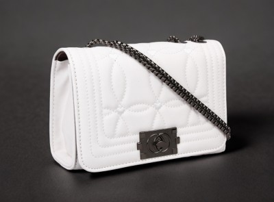 Diva Dale White Sling Bag Stylish Trendy Quilted Party-Wear Casual Cross-Body