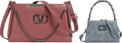 Zaxcer Pink, Grey Sling Bag Beautiful Sling Bags for women and girls(Pack of 2)