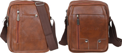Blowzy Tan, Tan Sling Bag Cross Body Travel Office Business Messenger One Side Men & Women Sling Bag(Pack of 2)