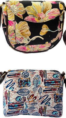 CRAFTWELL Multicolor Sling Bag Stylish New Trendy Unique Classy Design Shoulder Crossbody Sling Bag For Women(Pack of 2)
