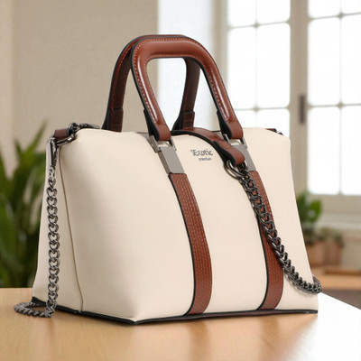Exotic Premium Beige Shoulder Bag Solid Pattern Elegance Hand Bag
