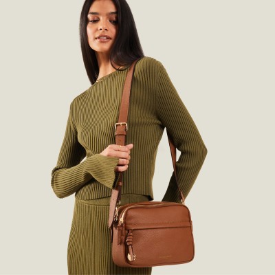 ACCESSORIZE LONDON Tan Sling Bag Women's Tan Cross-Body Camera Bag