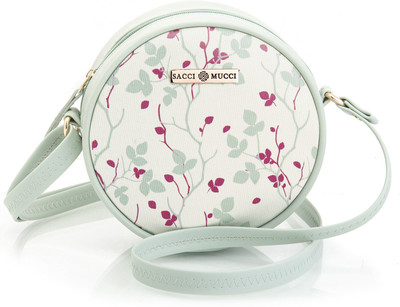 house of common Green Shoulder Bag Women Girls Printed Sling Bag Round Crossbody Purse-Floral Tree Twig Design