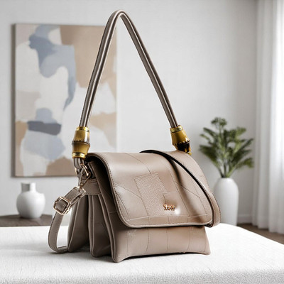 Exotic Grey Sling Bag Premium PU Leather with Intricate Embossed Pattern