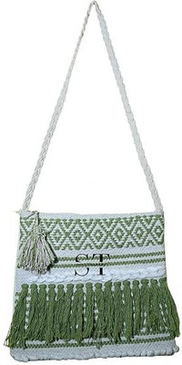 SHAZ TRADERS Green Tote Bag - Jute and Cotton - .All purpose Shoulder and Handbag for Women