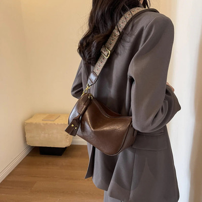 LIZIQI Brown Sling Bag Trendy korean sling bag with long and wide designar adjustable strap