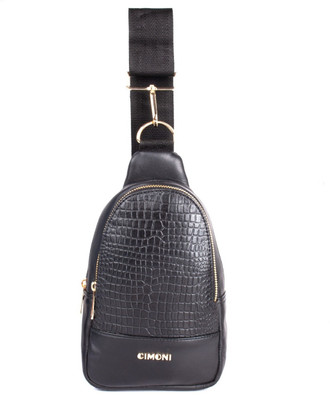 CIMONI Black Sling Bag Chest Bag/Sling Bag for Women | Crocodile Pattern | Crossbody Travel Bag
