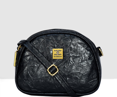 ESBEDA Black Sling Bag D Shape Solid Small Sling Bag