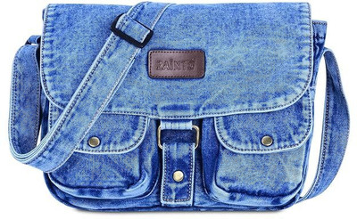 king and queen store Blue Sling Bag College Denim Sling bag for Book