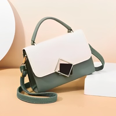 Shara Fashion Black Sling Bag white green box fm_11