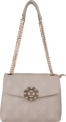 ESBEDA Beige Shoulder Bag Quilted Chain Handle Slingbag