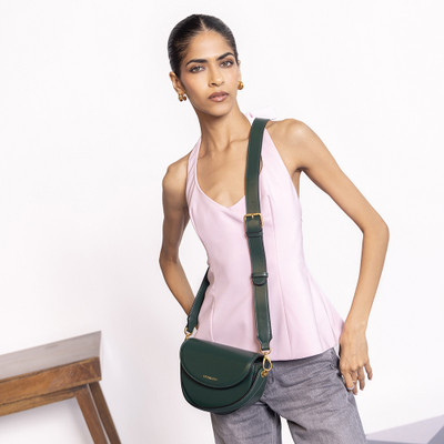 Miraggio Green Sling Bag Cross-Body Bag For Women With Detachable Broad Strap