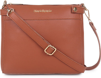 black spade Tan Sling Bag Structured Solid Sling Bag- Extra Spacious Sling