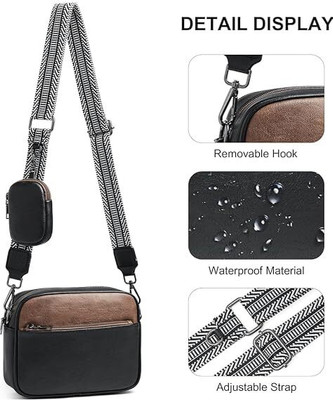 Leffis Black Sling Bag CROSSBODY AND SHOULDER BAG WITH SMALL COIN POUCH (NCN-001)