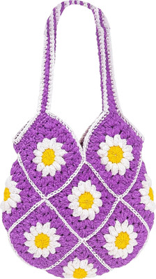 Anayra International Multicolor Tote Pink Handmade Crochet Tote Bag – Boho Handbag for Women, Casual & Office Use