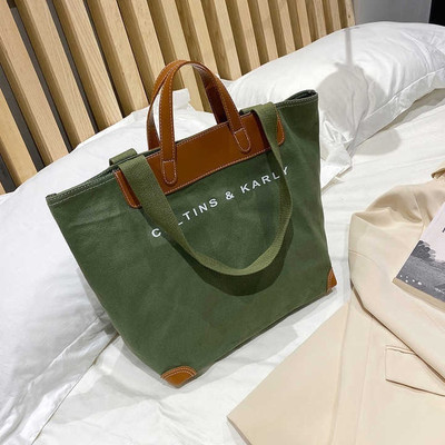 namchi Green Shoulder Bag Women Canvas Handbag Shoulder bags Casual Multi-Pocket Top Handle Tote Crossbody