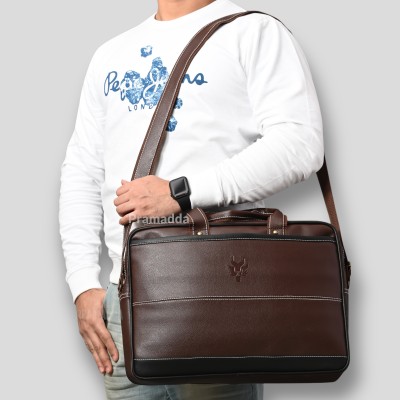Pramadda Pure Luxury Brown Messenger Bag Stylish Leather Sling Messenger Crossbody Side Shoulder Laptop Office Bag Men