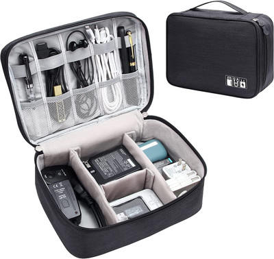 Mungat Electronics Accessories Organizer Travel Gadget Bag For Cables, Cord and More(Black)
