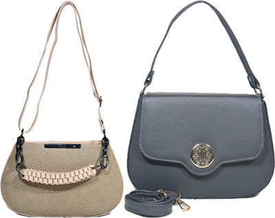 Despacito Khaki, Grey Sling Bag Elegant sling bag(Pack of 2)