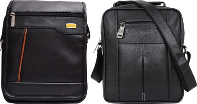 GOODINA Black, Black Sling Bag Cross Body Travel Office Business Messenger One Side Men & Women Sling Bag(Pack of 2)
