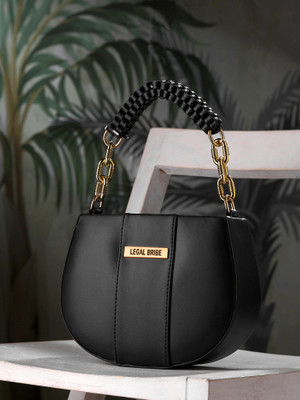 LEGAL BRIBE Black Sling Bag Knitted Handle Sling Bag