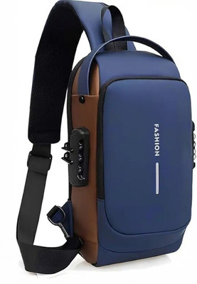 OUTLET Blue Shoulder Bag Stylish Crossbody Sling Bag with USB Charging Port & Secure Locking System