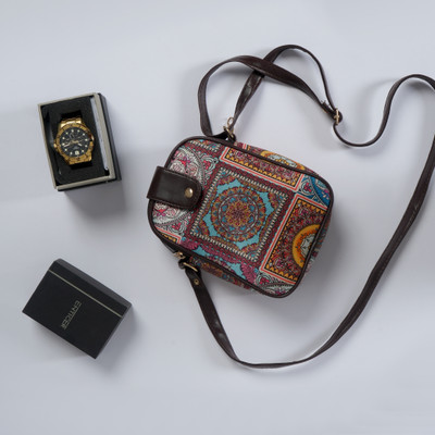 Hamensch Multicolor Sling Bag Mobile Sling Bag for women with 3 pocket