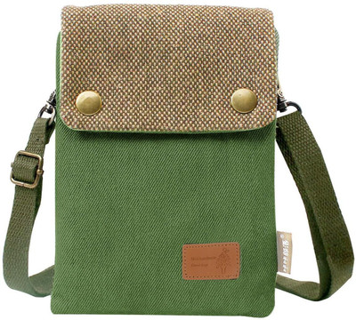 Venzina Green Sling Bag Stylish Women Canvas Mini Sling Bag Compact Crossbody Mobile Pouch with Strap