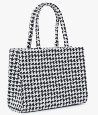 sarsquare White Shoulder Bag Official X Houndstooth Pattern Tote Bag Fancy Stylish for Girls