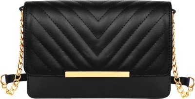 ANANT CREATION Black Sling Bag Black Designer Faux Leather Handbag For Women And Girls HB37