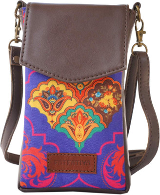Fatfatiya Blue Sling Bag Decorative Pattern Cell Phone Sling Bag