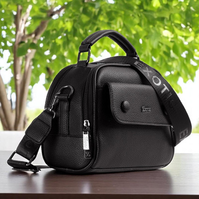 Exotic Black Sling Bag Texture boxy design sling bag